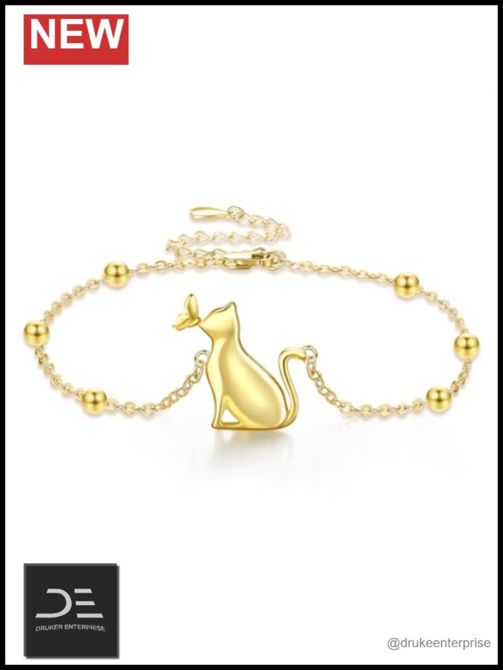 Sterling Silver Cat Link Bracelet for Women - Cute Charm Gift